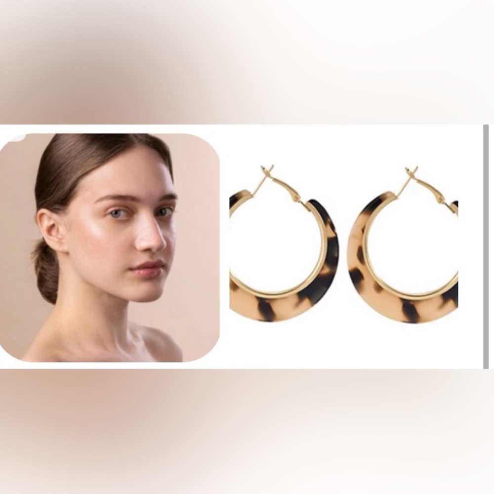Tortoise Shell Hoop Earrings - Picture 13 of 14